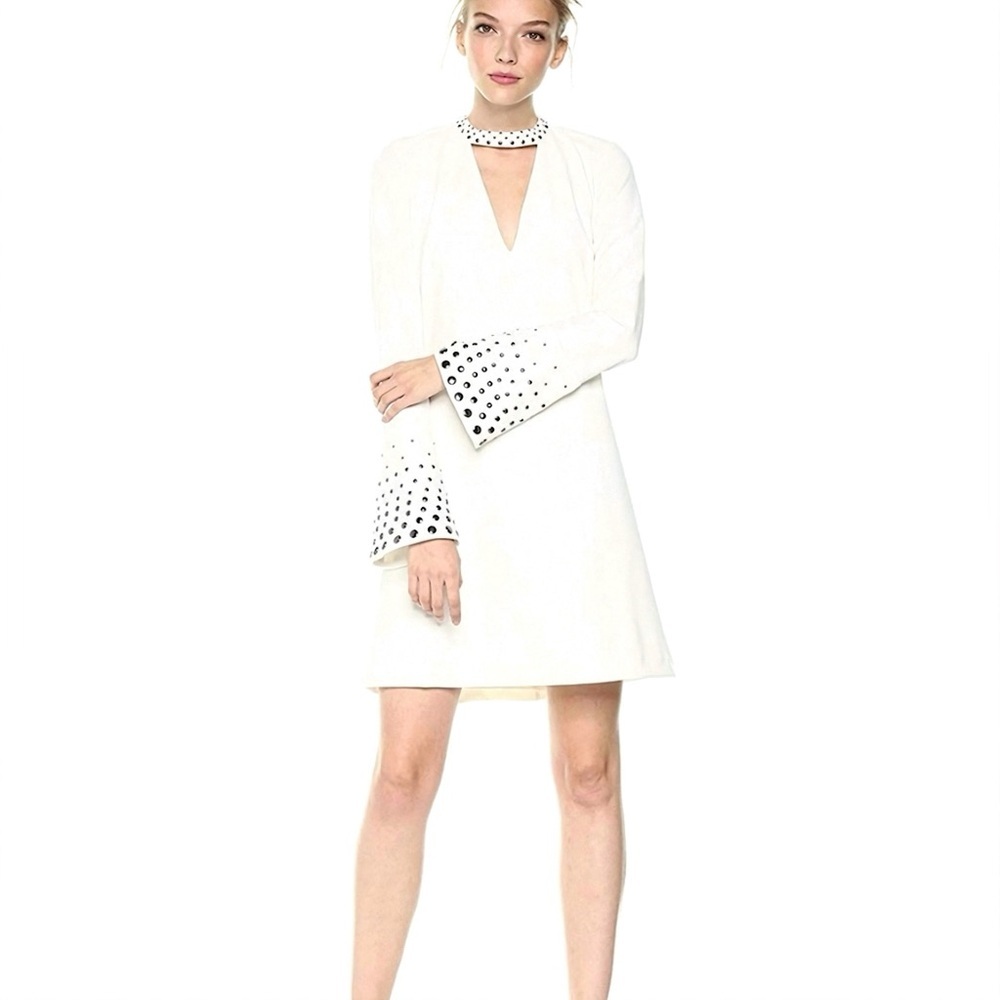 Rachel Roy Winter White Studded Bell Sleeve Mini Dress | Size 4